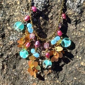 VTG gypsy core style charm necklace, deco style necklace, Pearl Necklace, Siren